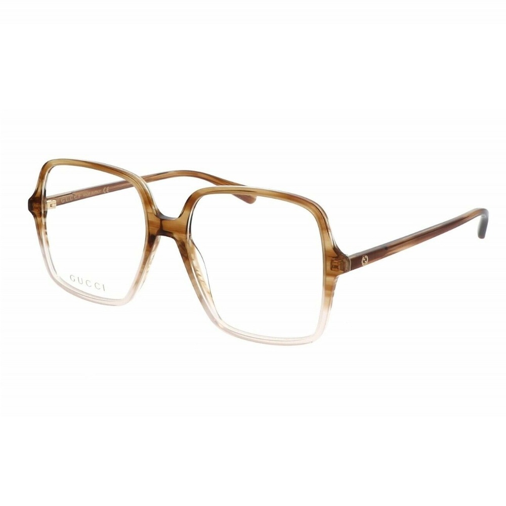 Gucci Women's Eyeglasses GG1003o-003 Brown Frame Clear Lenses